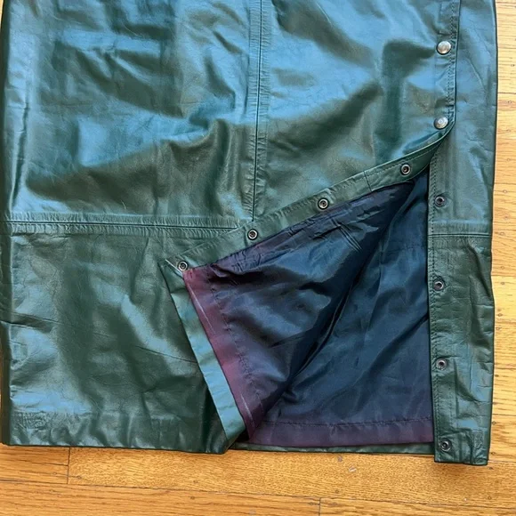 Vintage Chordas forest green leather pencil skirt - Picture 5 of 6